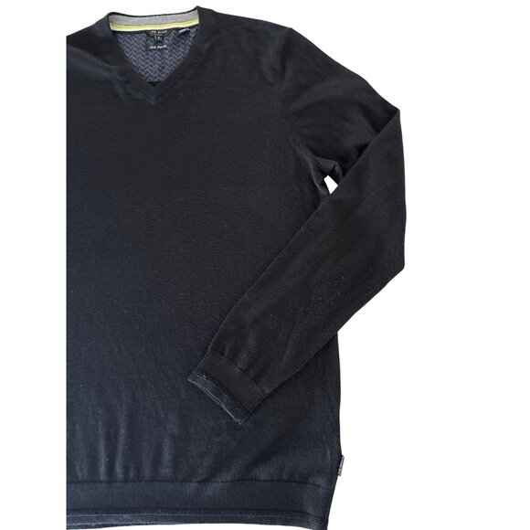 Ted Baker Mens Sweater Size 5 TALL XL Black Silk Cashmere Blend V Neck Long Slee - Picture 5 of 9